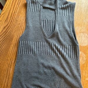 La Hearts Gray Ribbed Sleeveless Knit Top